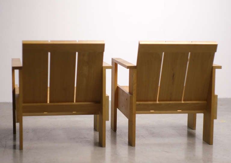 Modern Pair of Early Rietveld Cassina Crate Chairs with Original 