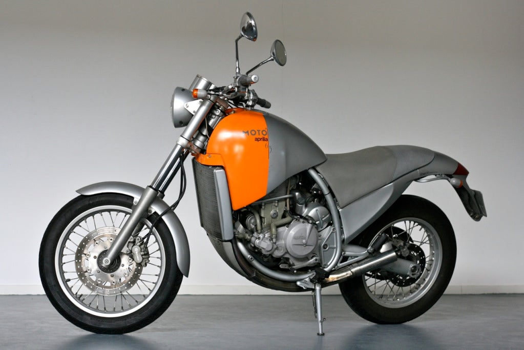 This mold-breaking motorcycle design by Philippe Starck was an instant design collectable and is included in several modern museum collections. This is a fine example, nice to have in your collection but really enjoyable to use as well.