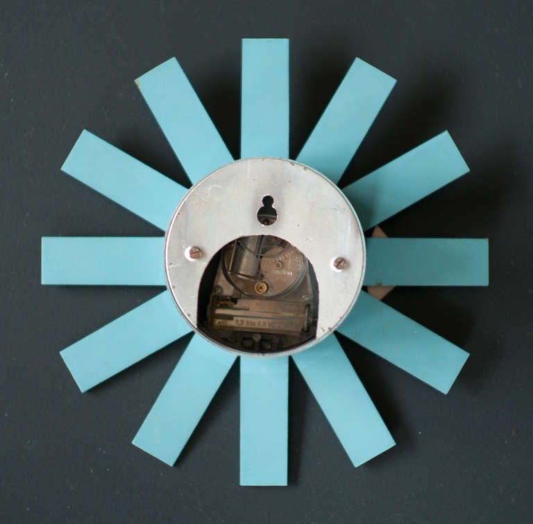 Mid-Century Modern Blue Asterisk Clock designed in 1953 by George Nelson for Howard Miller.