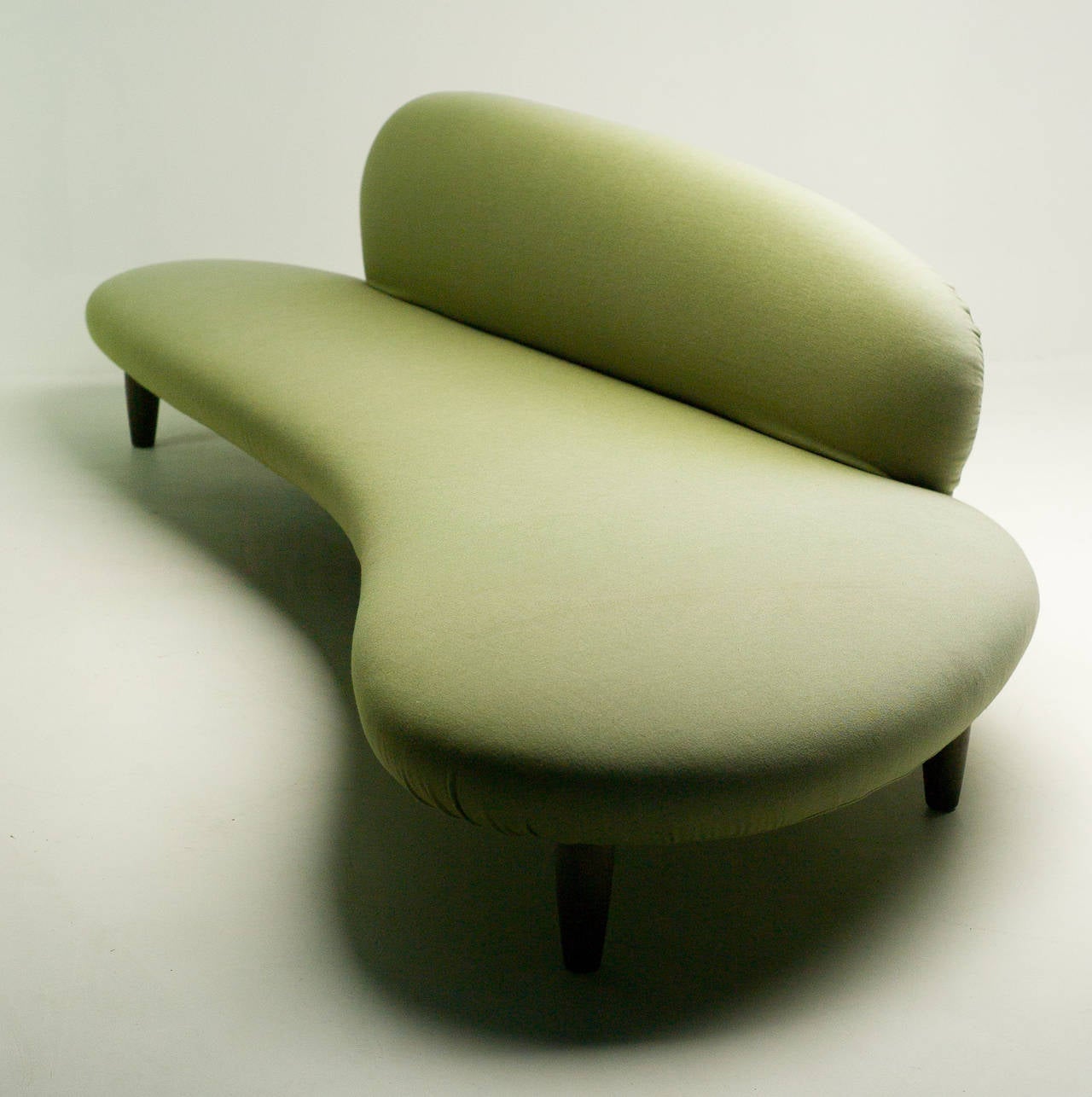 Wood Freeform Sofa in Green Wool by Isamu Noguchi for Vitra
