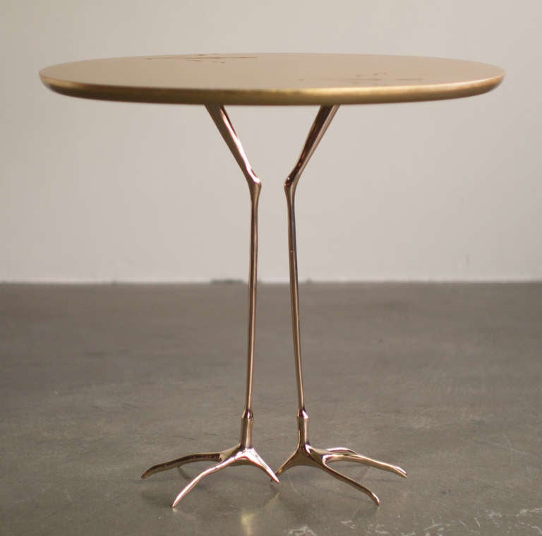 Traccia Gold Leaf, Bird Leg Side Table by Meret Oppenheim In Excellent Condition In Dronten, NL