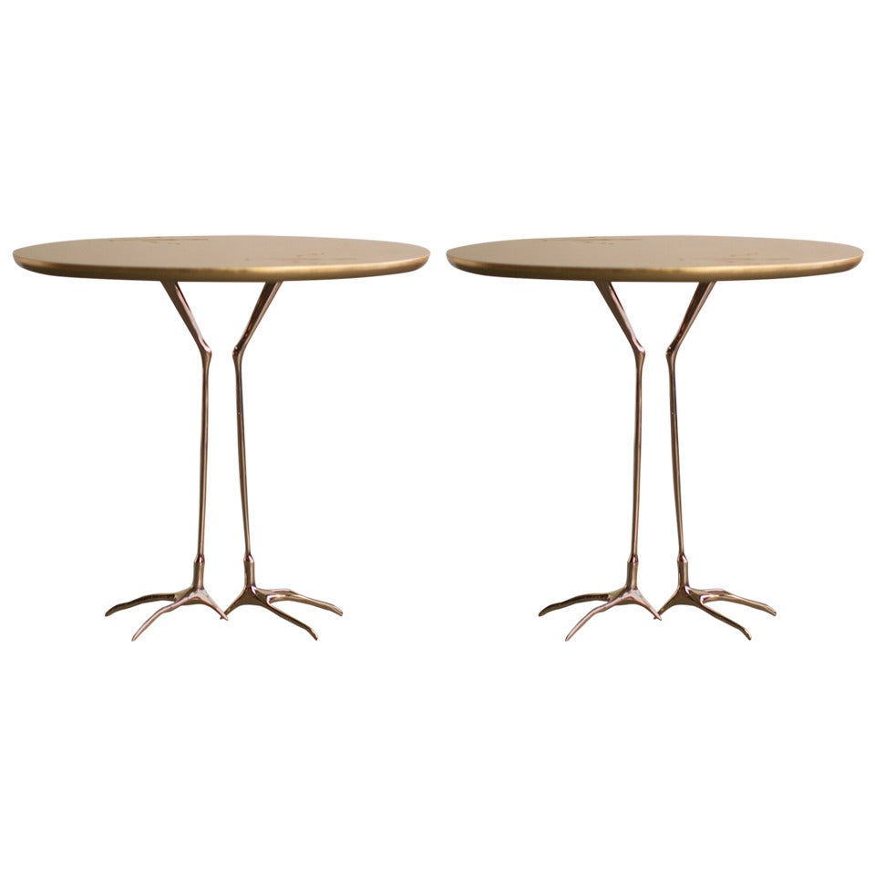 Traccia Gold Leaf, Bird Leg Side Table by Meret Oppenheim