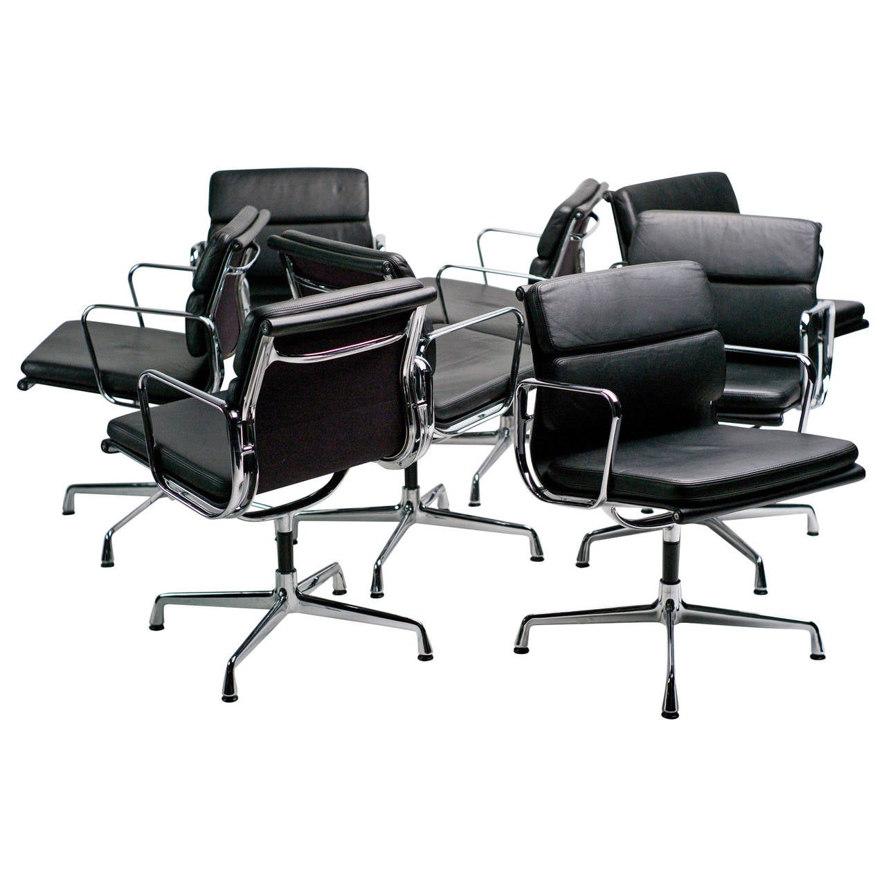 Set of Charles and Ray Eames Soft Pad Boardroom Chairs by Vitra For