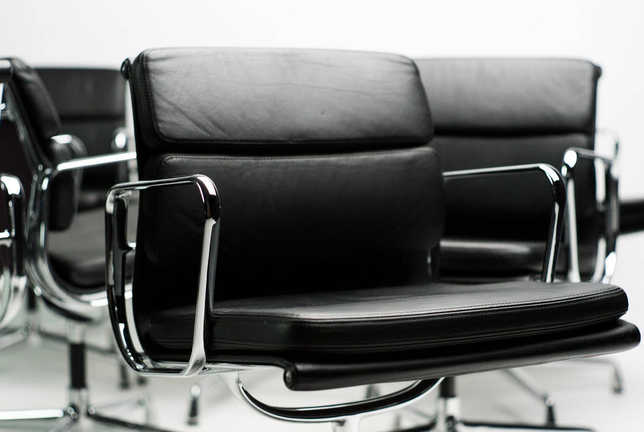Set of Charles and Ray Eames Soft Pad Boardroom Chairs by Vitra For
