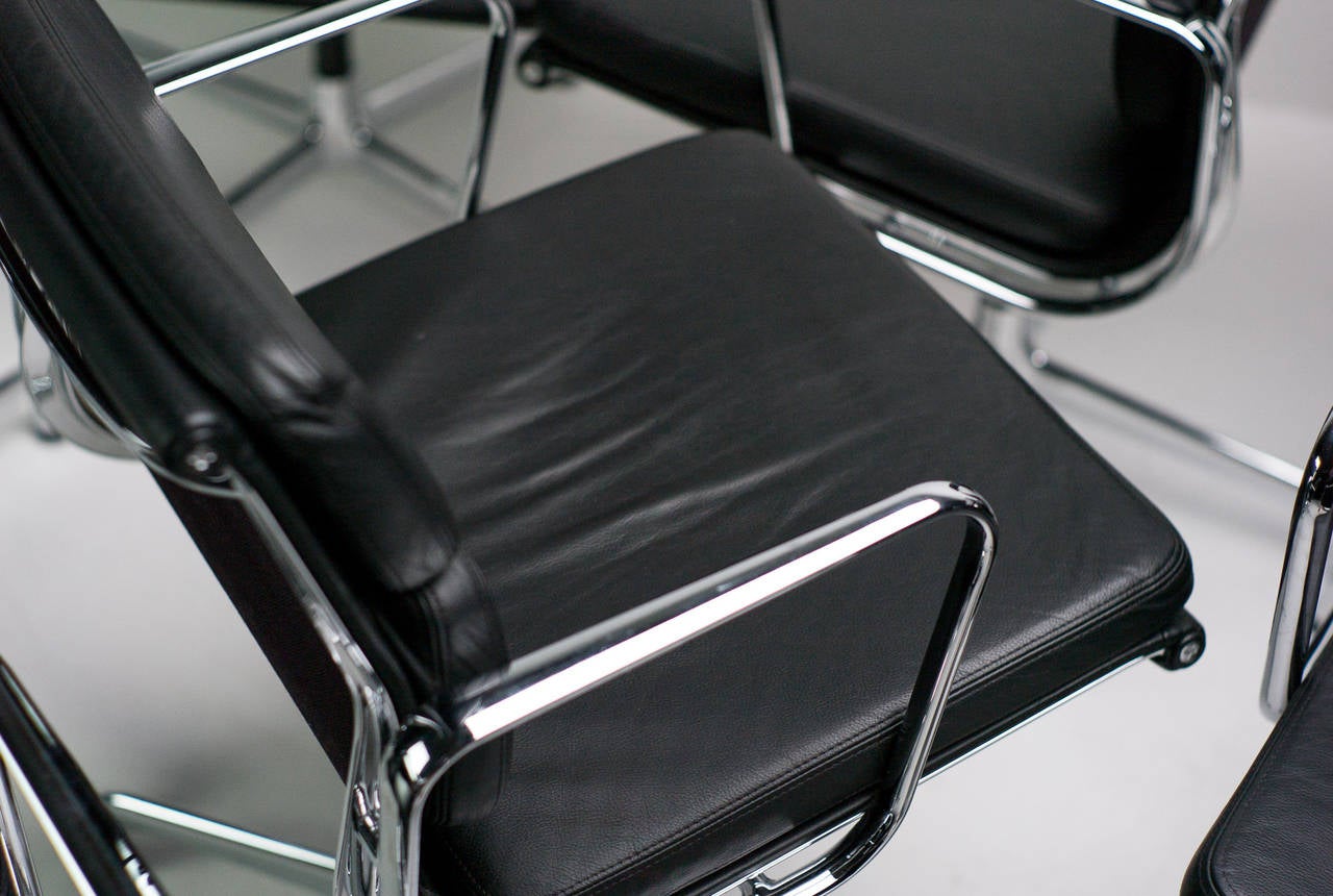 Set of Charles and Ray Eames Soft Pad Boardroom Chairs by Vitra For