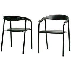 Italian Modern leather arm chairs by Arrben 12