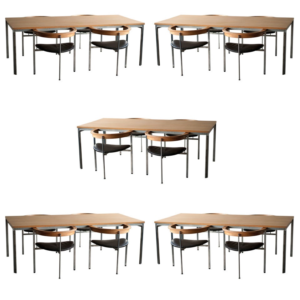 Poul Kjaerholm PK55 dining table with 4 PK11 armchairs