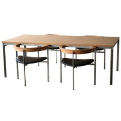 Poul Kjaerholm PK55 dining table with 4 PK11 armchairs