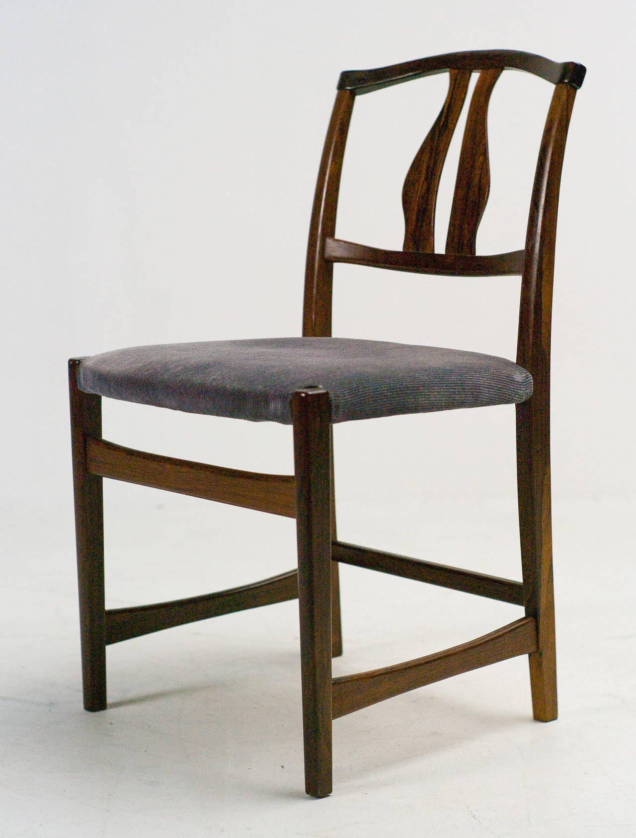 Scandinavian Modern Set of Six Rosewood Vidar Dining Chairs by Carl Malmsten
