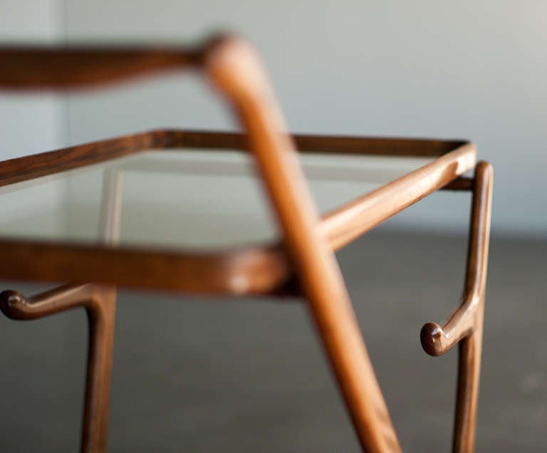 Bakelite 1950's tea trolley in walnut designed by Cesare Lacca for Cassina