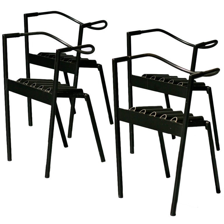 Paolo Pallucco and Mireille Rivier set of 4 Hans e Alice chairs