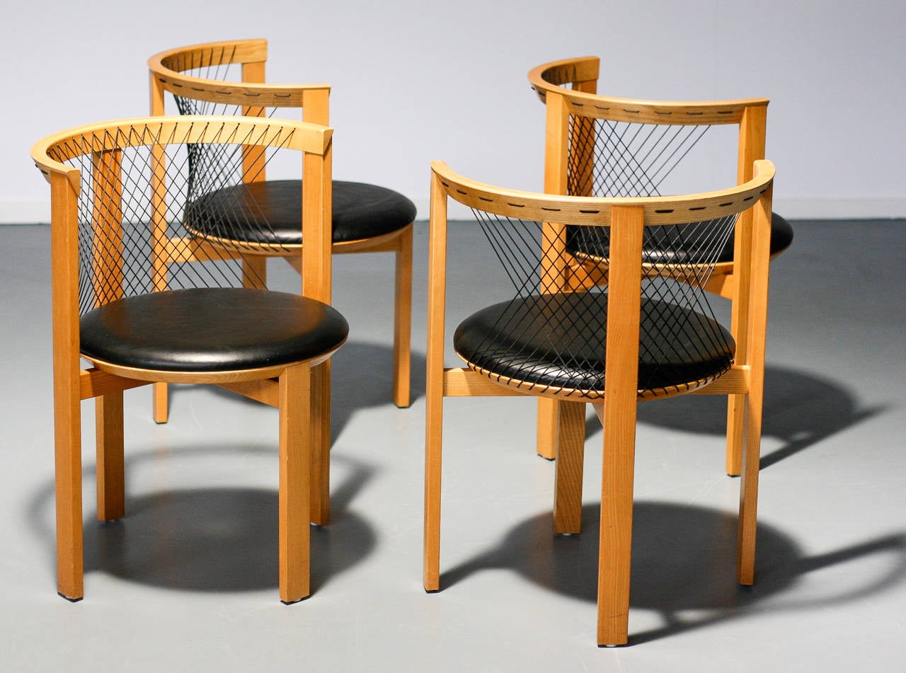 Set of Four Niels Jørgen Haugesen String Chairs In Excellent Condition In Dronten, NL