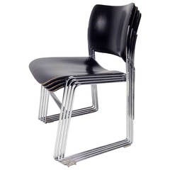 Set of 10 Original 40/4 Chairs in Black Plywood by David Rowland 3