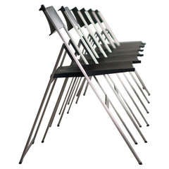 Set of 6 P08 folding chairs, Tecno Italy 1991