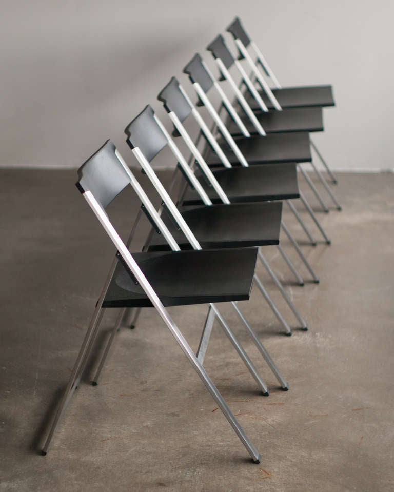 Italian Set of 6 P08 folding chairs, Tecno Italy 1991