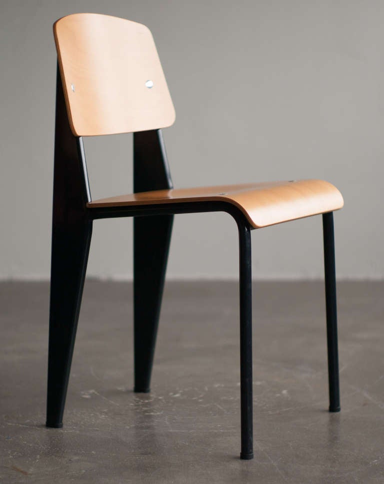 Industrial Standard chair, Jean Prouvé, first re-edition by Vitra in beech.