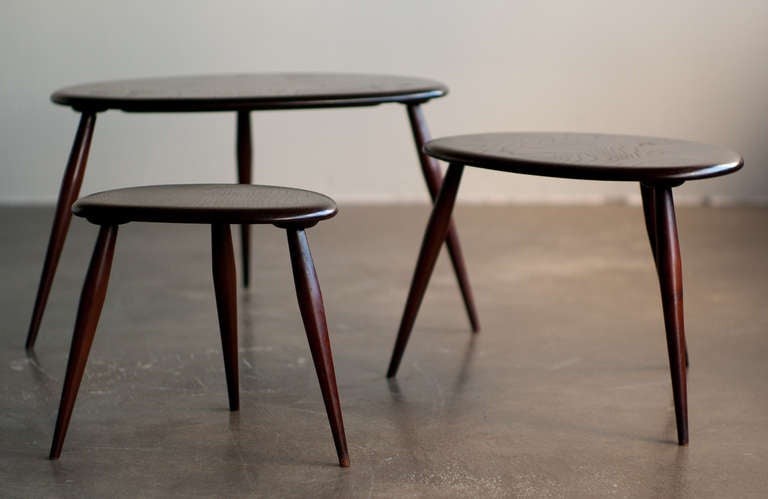 Set of Three Nesting Tables Designed in 1956 by Lucian Ercolani for Ercol 1