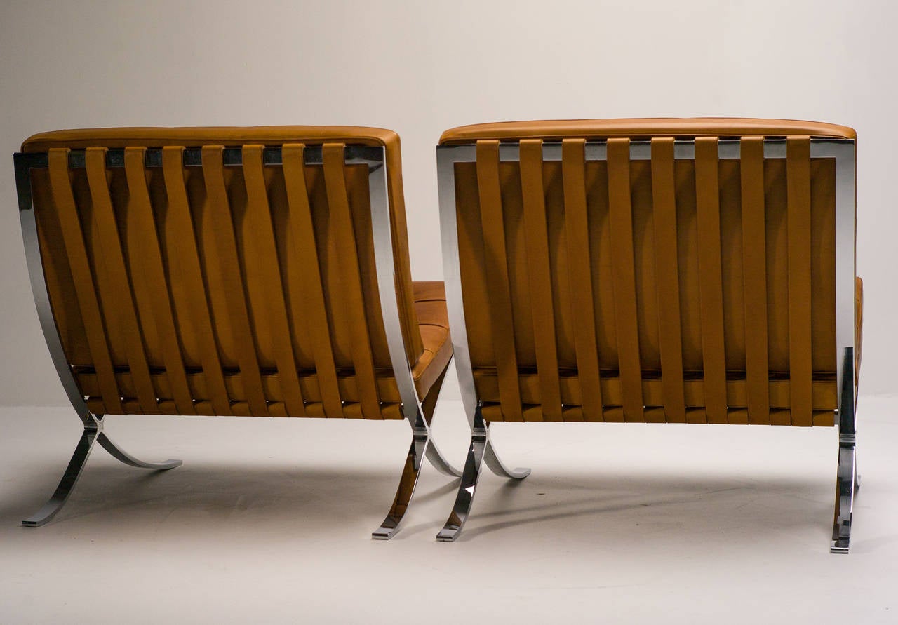 Barcelona Chairs in Saddle leather by Mies van der Rohe for Knoll International In Good Condition In Dronten, NL