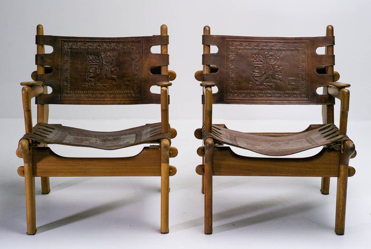 Ecuadorean Pair of Ecuadorian Lounge Chairs by Angel Pazmino