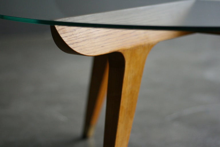 Mid-20th Century Important Gio Ponti Oak And Brass Coffee Table, Gio Ponti Estate, Documented.
