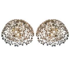 Italian Pair Of Ceiling Flower Glass Lamps