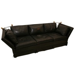 French Black Leather Sofa Jansen