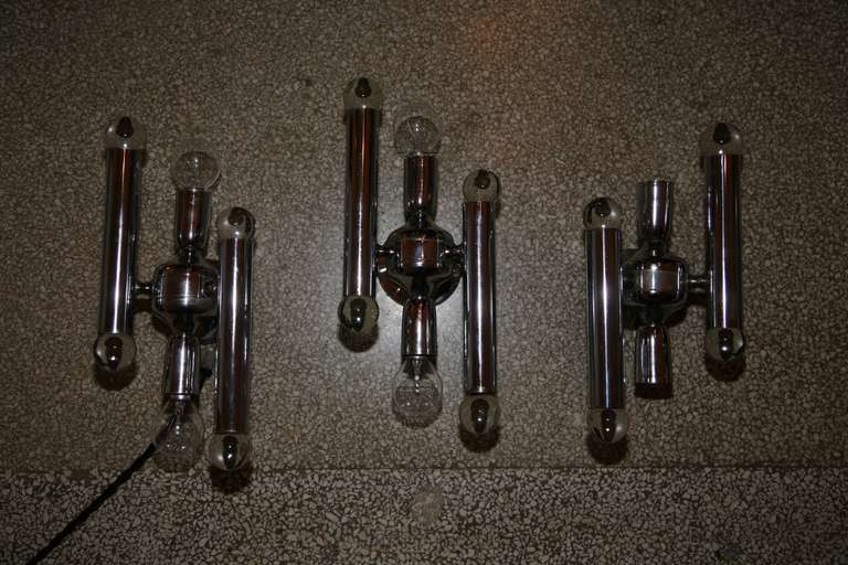 Italian Chromed Sconces (three)