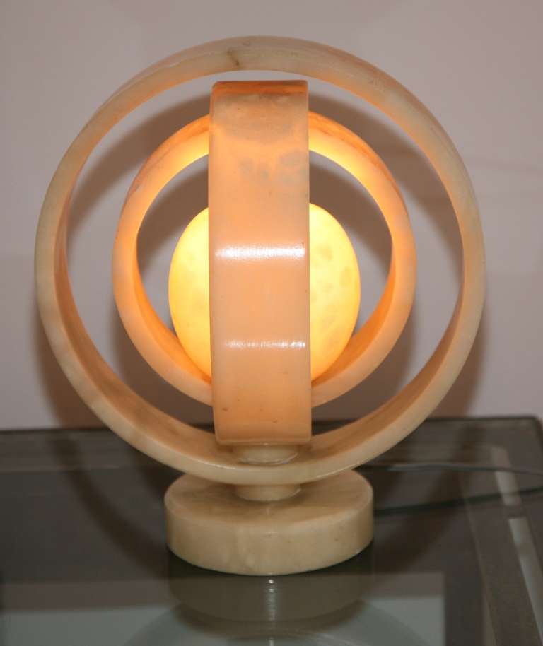 Circular Alabaster Table Lamp For Sale 2