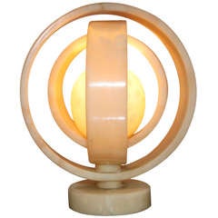 Vintage Circular Alabaster Table Lamp