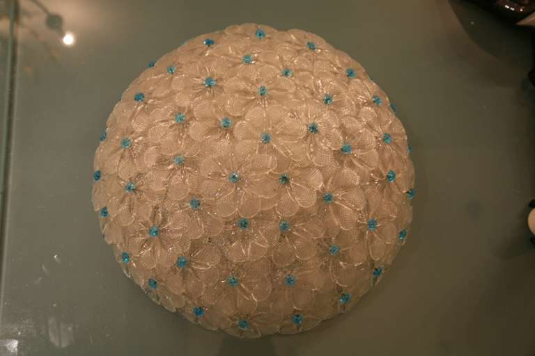 Italian glass , ceiling chandelier'60's