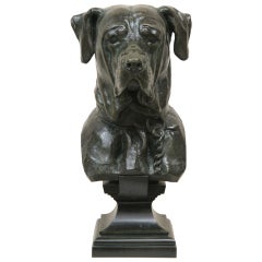 Magnifique buste de chien en bronze de grande taille par Jean Barnabé Amy, datant de 1876