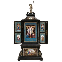 Antique A Viennese silver and enamel mounted house-tabernacle