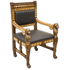 Antique Egyptian Revival Throne Chair