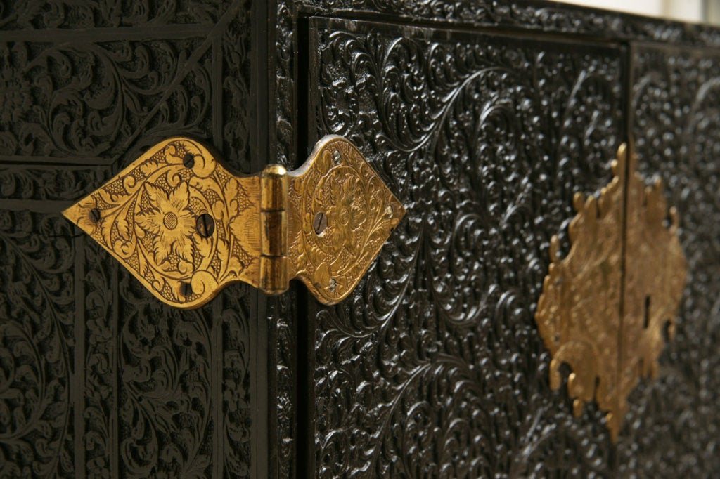 Ebony Indo-portuguese ebony and ivory table cabinet