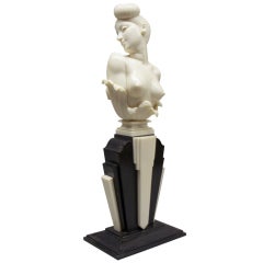 Very Fine Art Nouveau Bust in Ivory attributed to A. Gory