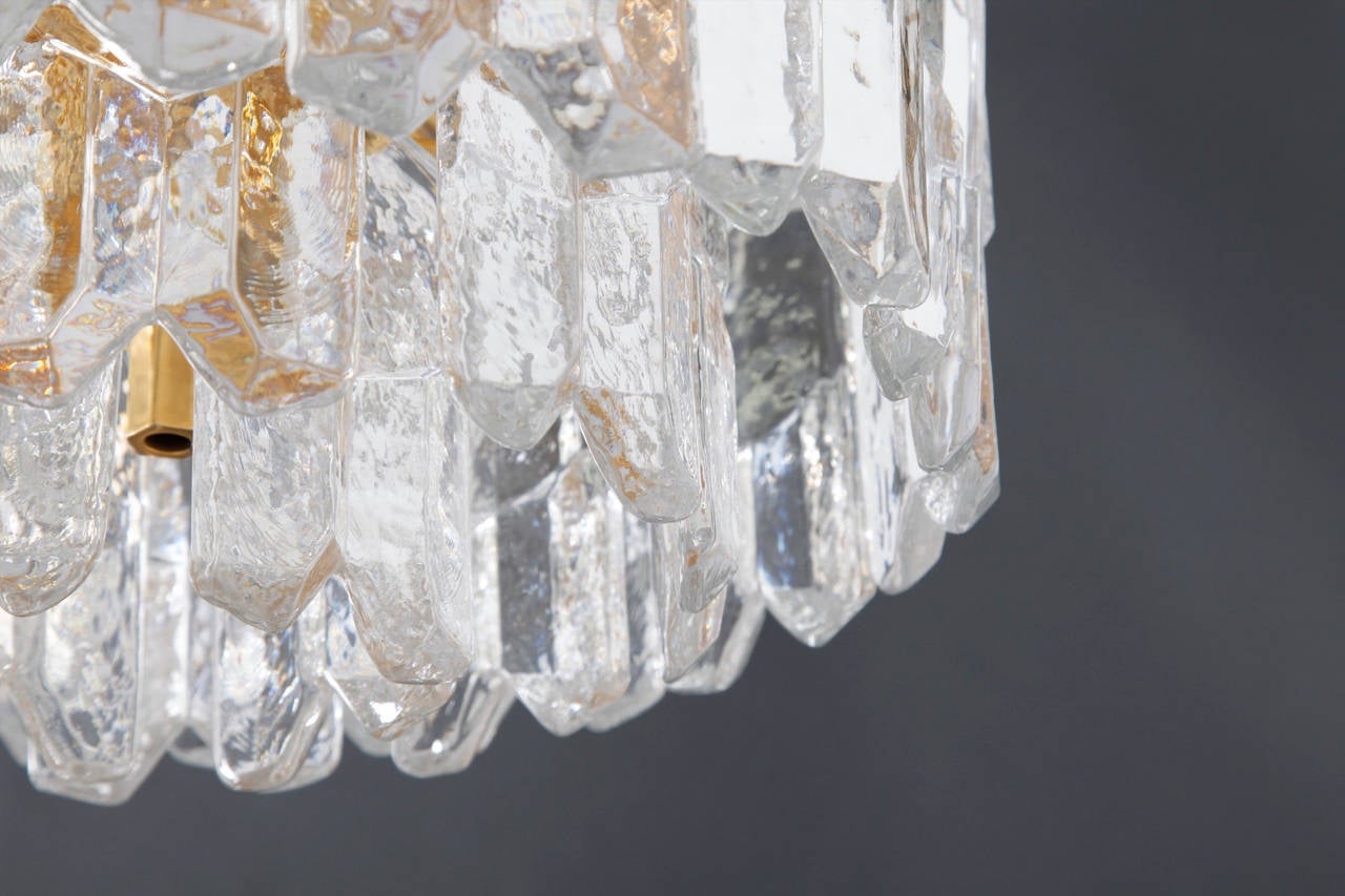 A Set of Three-Tier Gilded Brass and Textured Ice Glass by Kalmar 1