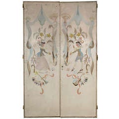 Pair of French 1940s Signed and Hand-Painted Doors After Berard 3