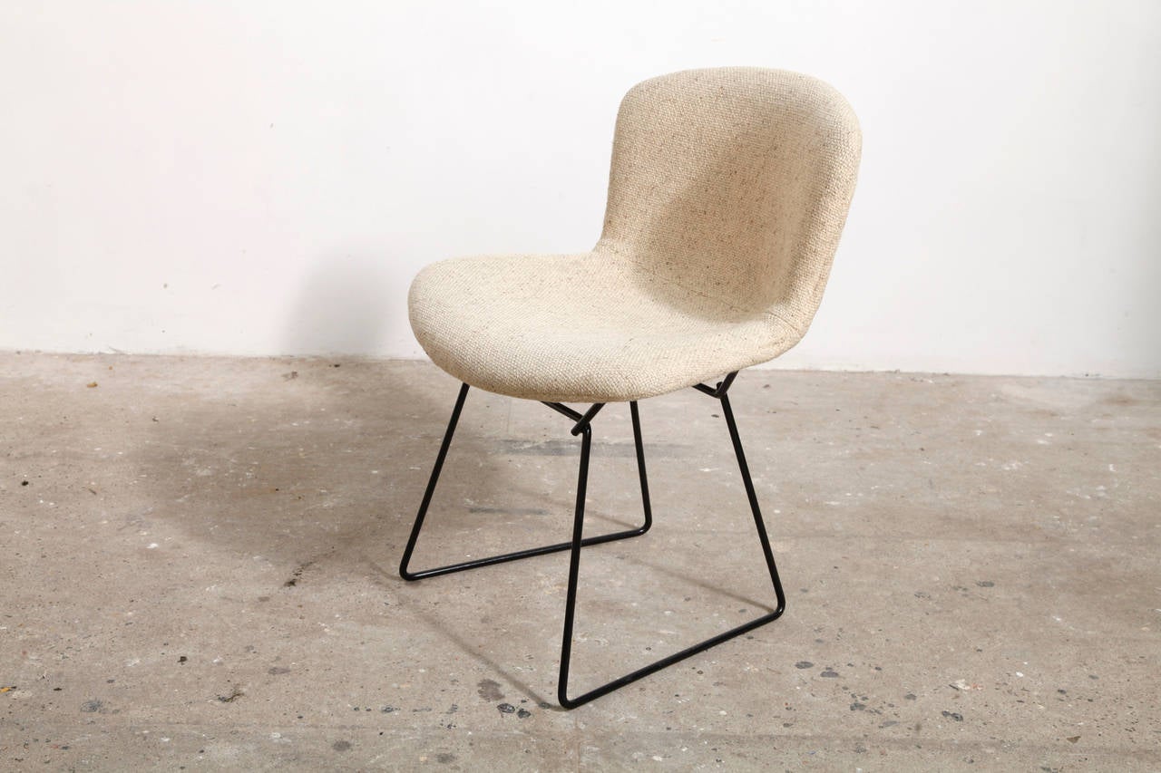 Belgian Set of Four Black Wire Chairs by Harry Bertoia for Knoll
