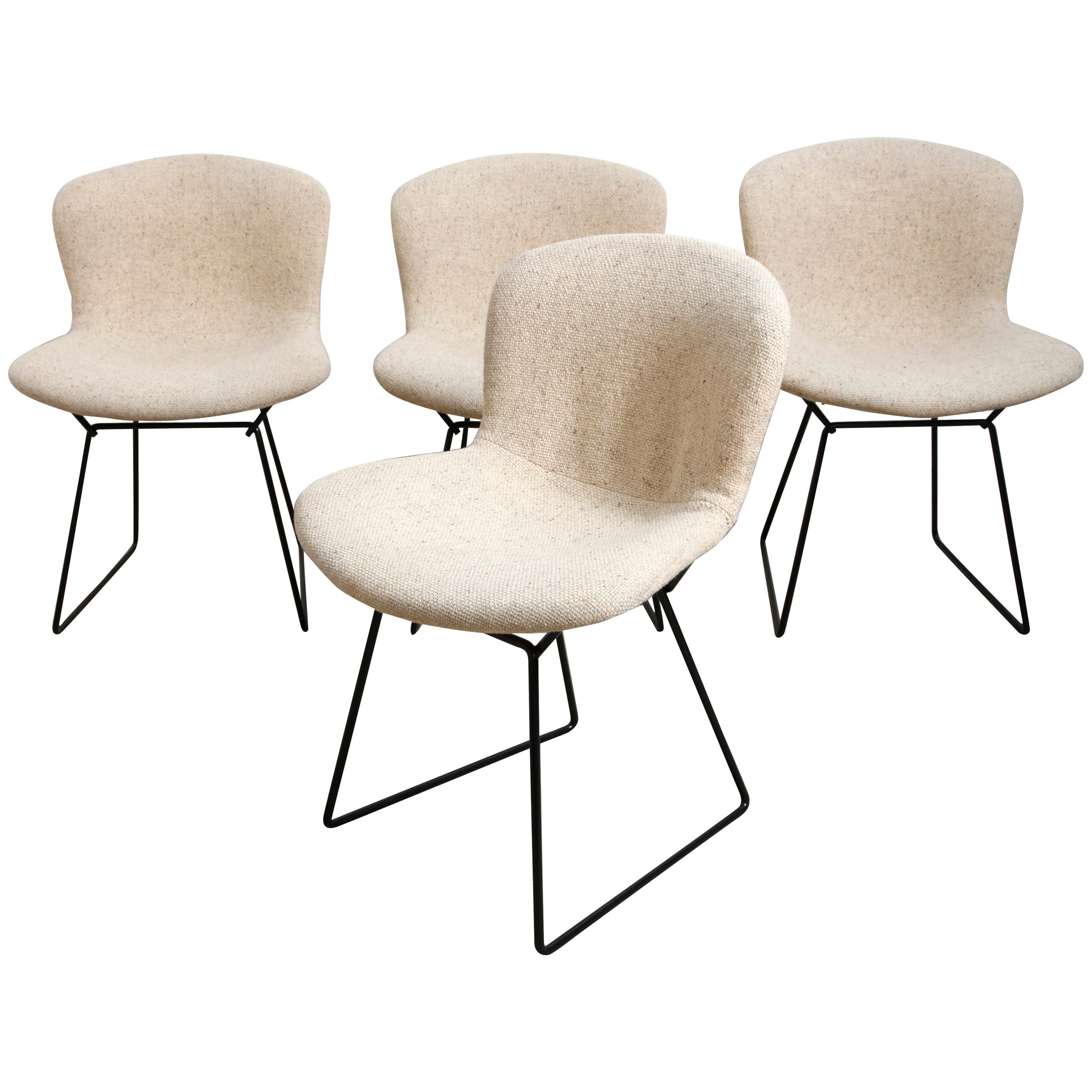 Set of Four Black Wire Chairs by Harry Bertoia for Knoll