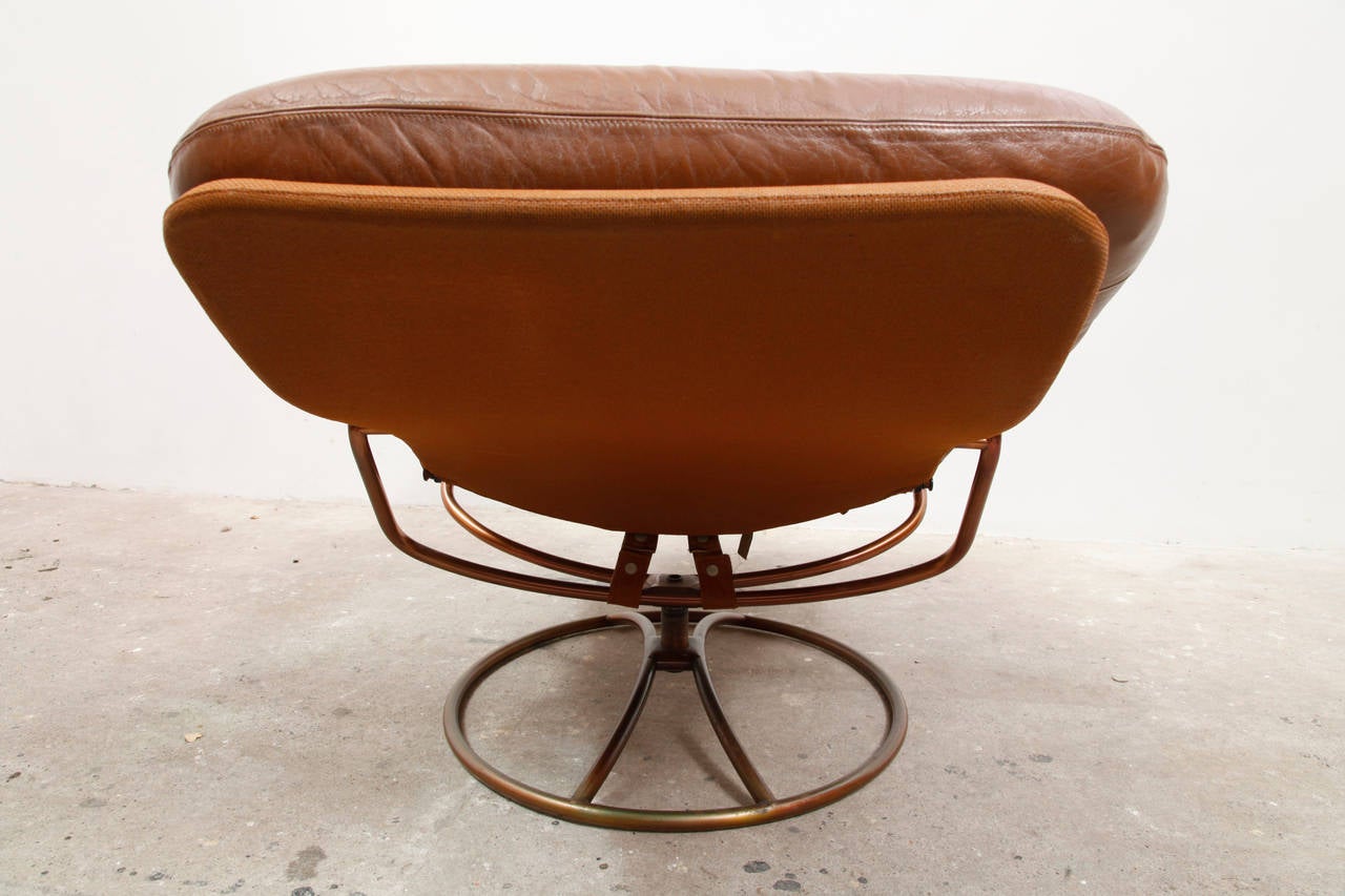 Mid-20th Century Bruno Mathsson Swivel Lounge Chair with Ottoman