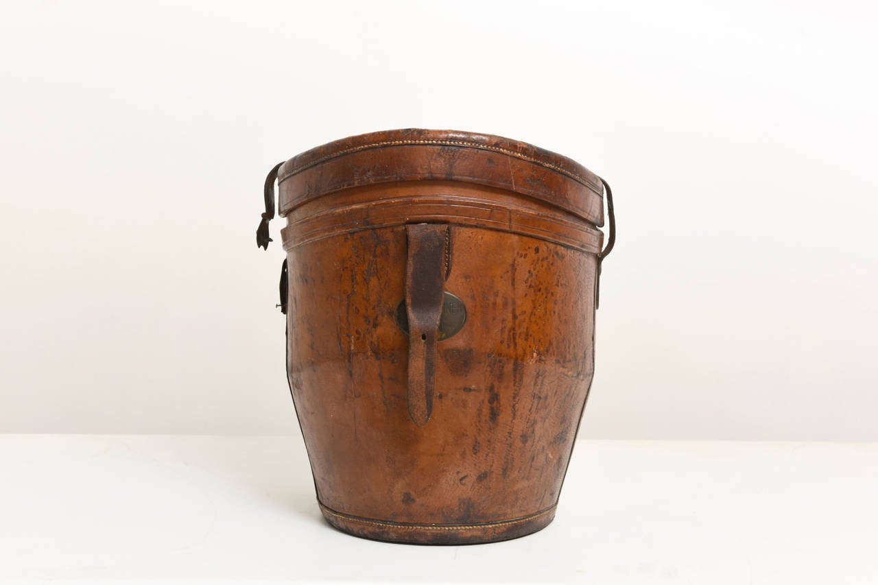 Austrian Victorian Leather Hat Box, 19th Century