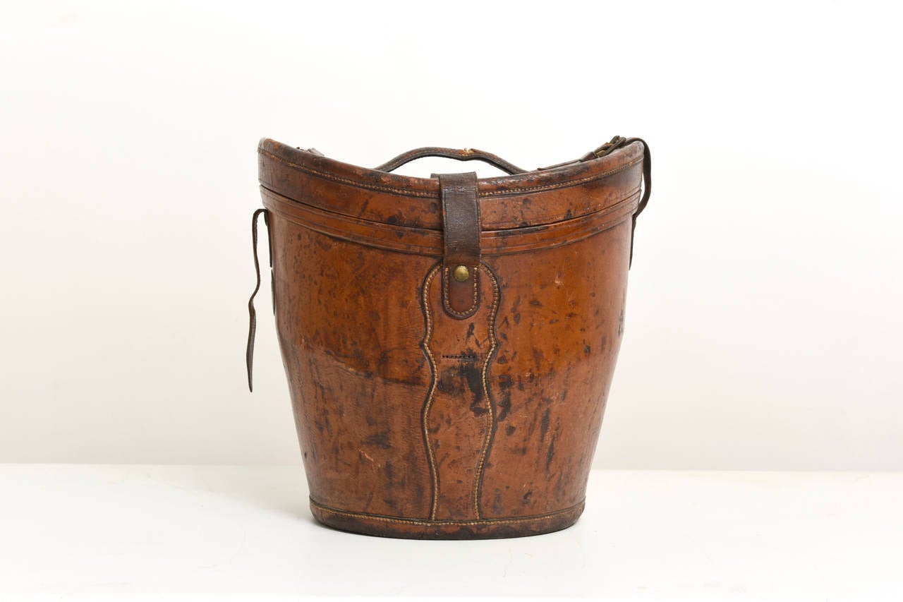 Hand-Crafted Victorian Leather Hat Box, 19th Century