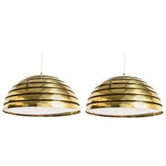 Florian Schulz Set of Two Large Brass Pendants, 1970s 7