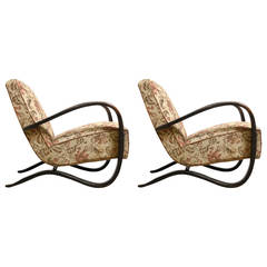 Pair of Jindrich Halabala Model H269 Lounge Chairs, 1930s