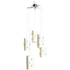 Pendant Five Cylindric Colored Lucite Chandelier by Fog and Mørup