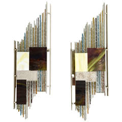 Modernist Pair of 1960s Sculptural Wall Lights in the style of Poliarte