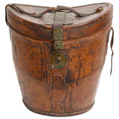 Antique Victorian Leather Hat Box, 19th Century