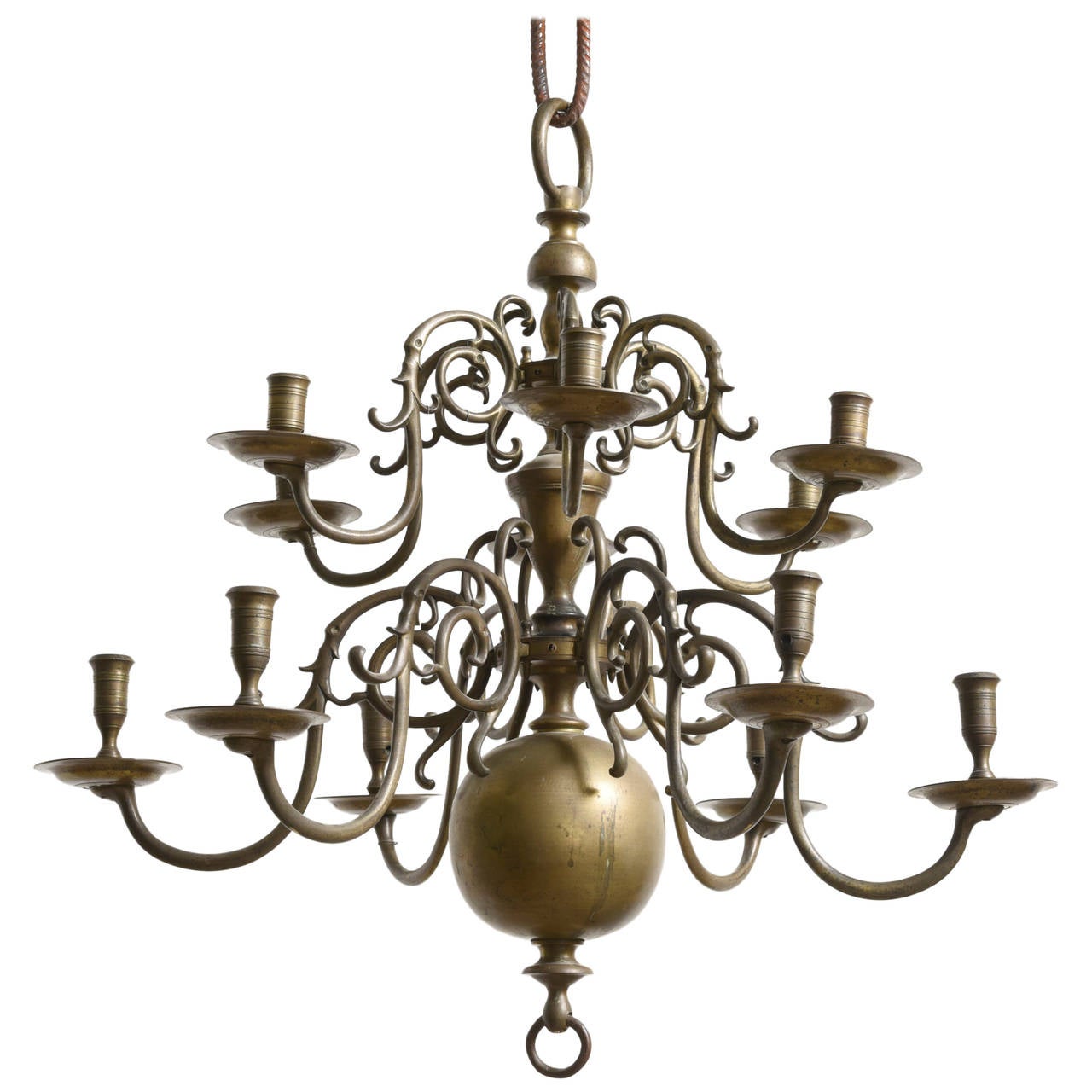 Dutch Bronze Twelve Arm Candle Holder Chandelier 18th Century For Dutch Bronze Twelve Arm Candle Holder Chandelier 18th Century For