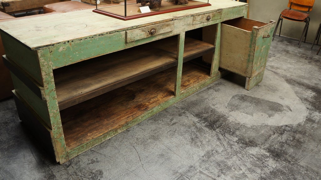 Mid-20th Century Green cabinet - workbench For Sale