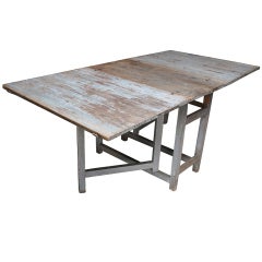 Used 19th c Swedish Pine Wood Dropleaf Table